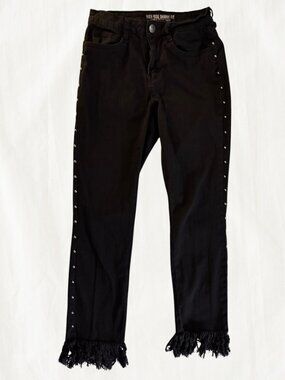 Streetwear Society High Rise Skinny Fit Pants with Fringe Detail